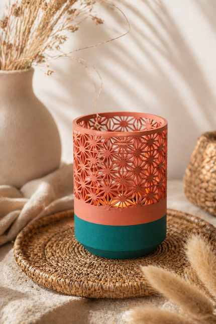 Kumiko Tea Light Holders – 3 Pack | Dual Color Design | Battery Operated Candle Decor