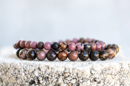 Rhodonite Gemstone Crystal Bracelet