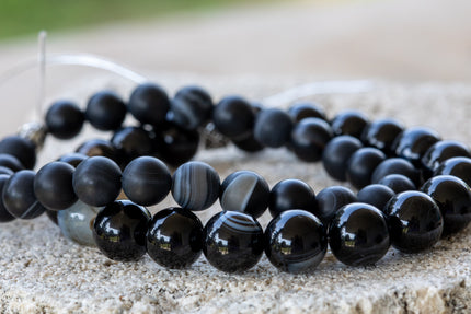 Agate Black Gemstone Crystal Bracelet