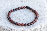 Snowflake and Mahogany Obsidian Gemstone Crystal Bracelet