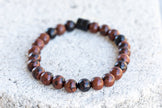 Snowflake and Mahogany Obsidian Gemstone Crystal Bracelet