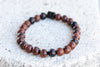 Snowflake and Mahogany Obsidian Gemstone Crystal Bracelet