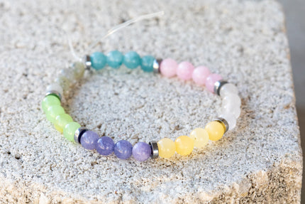 Jade Blue | Yellow | Purple Gemstone Crystal Bracelet