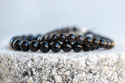 Golden Black Obsidian Protection Mirror Gemstone Crystal Bracelet