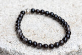 Golden Black Obsidian Protection Mirror Gemstone Crystal Bracelet