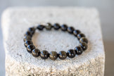 Golden Black Obsidian Protection Mirror Gemstone Crystal Bracelet