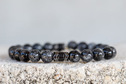 Black Rutilated Inclusion Quartz Gemstone Crystal Bracelet