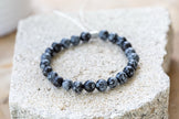 Snowflake and Mahogany Obsidian Gemstone Crystal Bracelet