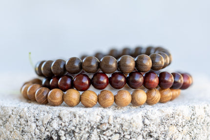 Mala Meditation Sandalwood, Rosewood Gemstone Crystal Bracelet
