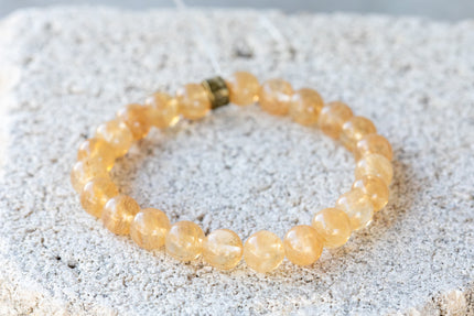 Yellow Rutilated Quartz Gemstone Crystal Bracelet